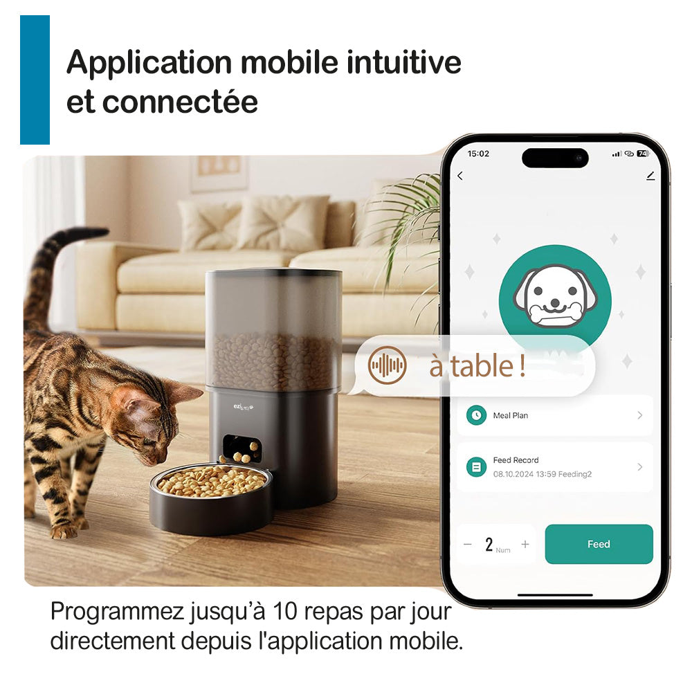 Application mobile EZIclean contrôle distributeur Nutribot C4 connecté