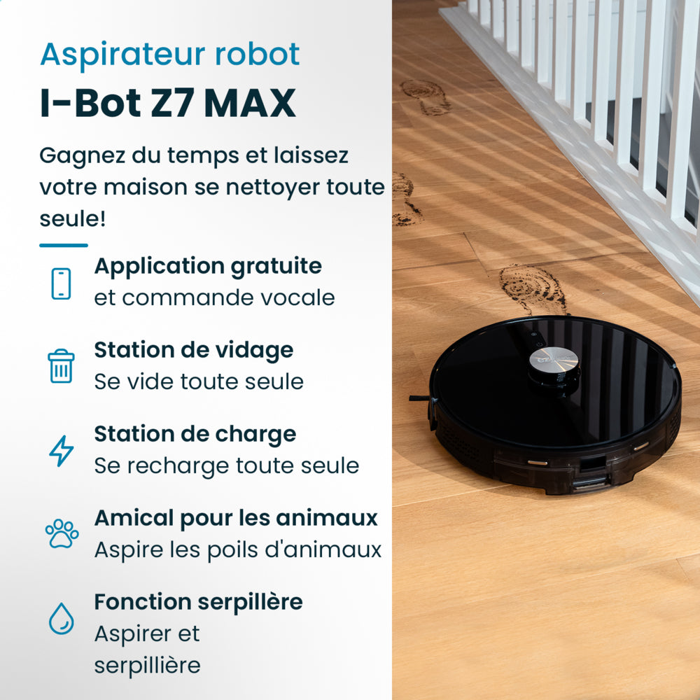 robot aspirateur laveur connecté eziclean Z7 avec navigation laser