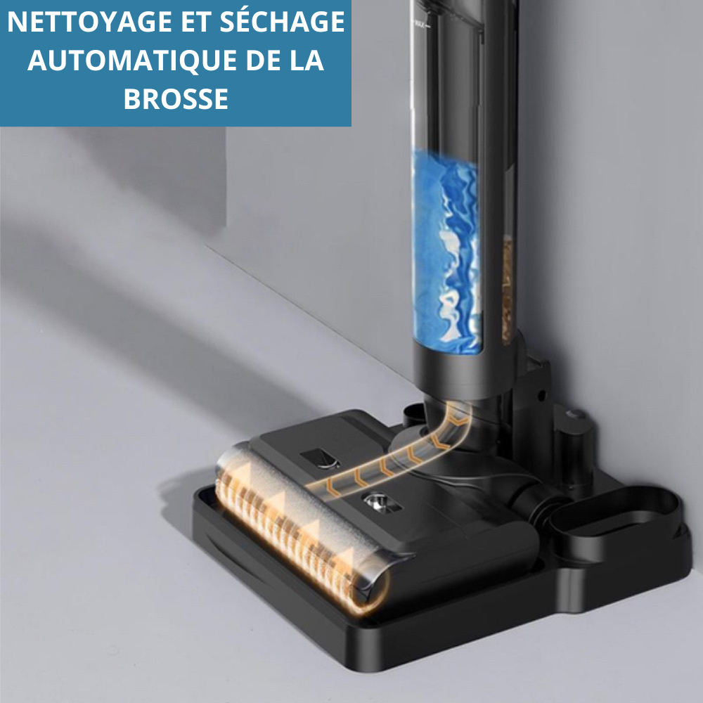 ASPIRATEUR LAVEUR SANS FIL AVEC systeme de nettoyage et séchage de la brosse