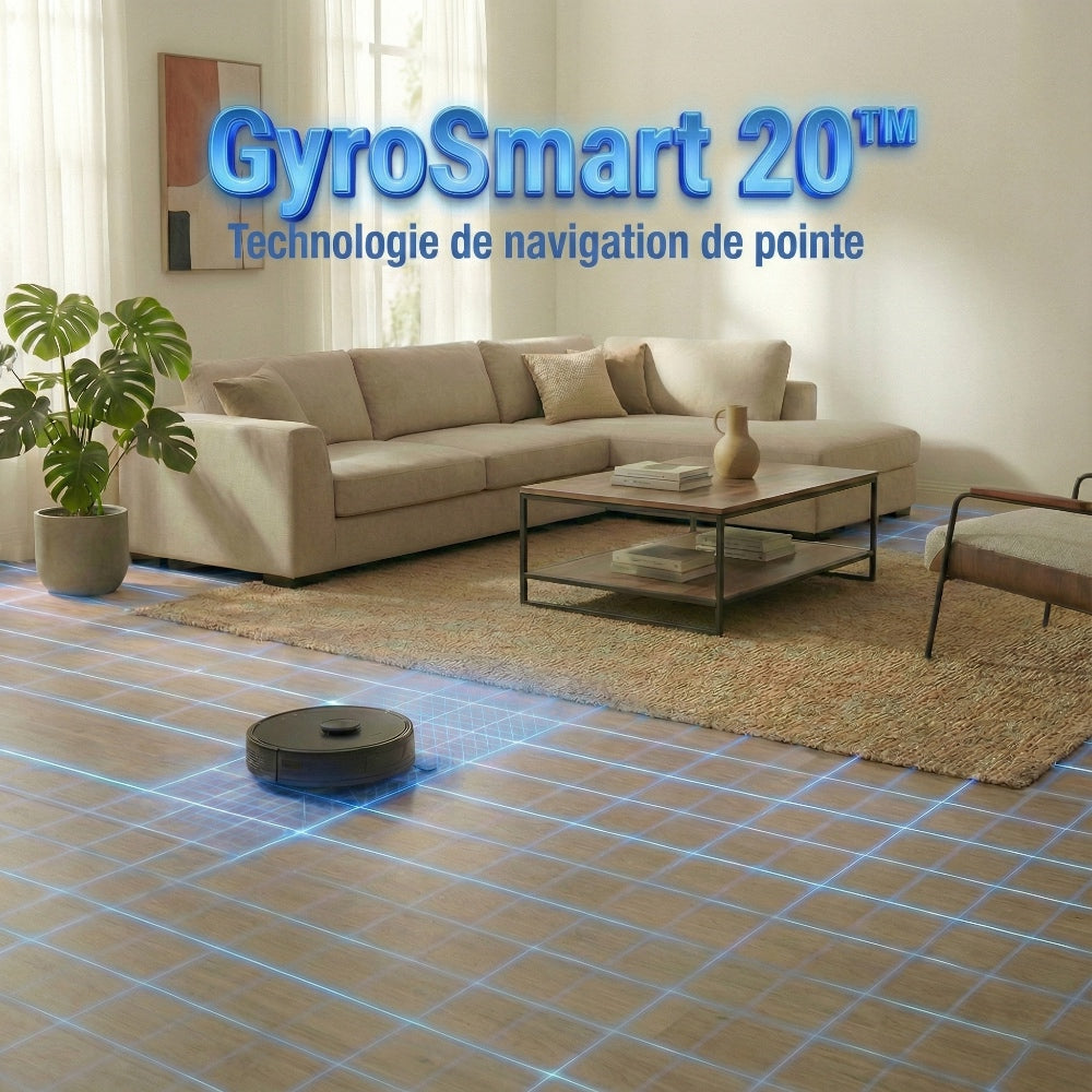 Robot aspirateur laveur gyro avec base aspirante EZiclean CYBERFLOW ULTRA