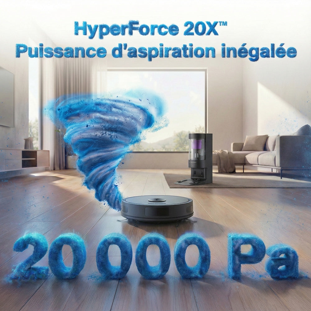 Robot aspirateur laveur gyro avec base aspirante EZiclean CYBERFLOW ULTRA