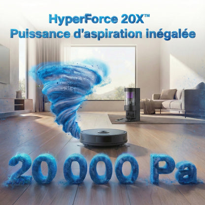 Robot aspirateur laveur gyro avec base aspirante EZiclean CYBERFLOW ULTRA
