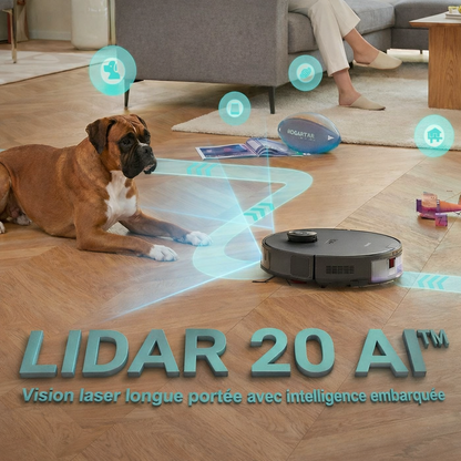 Robot aspirateur laveur LIDAR avec base aspirante EZicleaan Airflow ULTRA