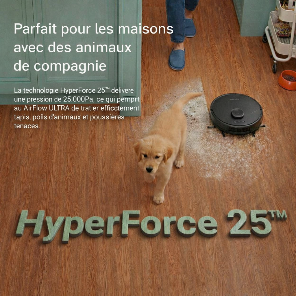 Robot aspirateur laveur LIDAR avec base aspirante EZicleaan Airflow ULTRA